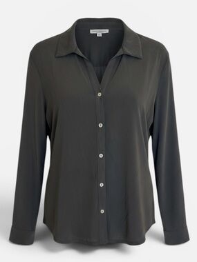 Green Envelope Charcoal Button-Front Long-Sleeve Shirt